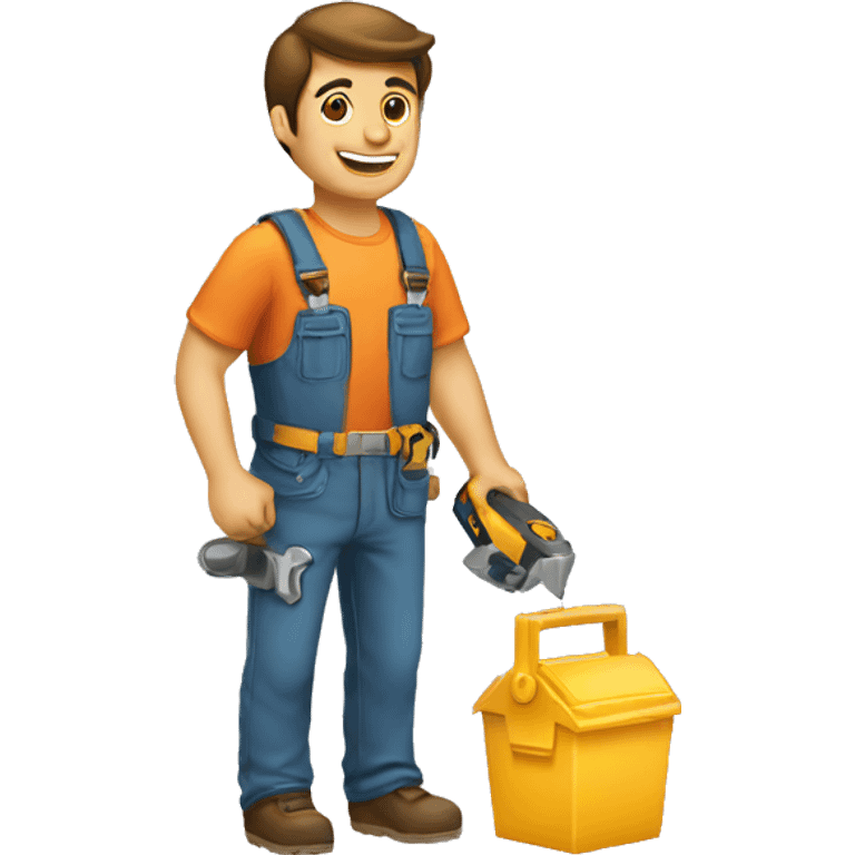 Man rent tools, building  emoji