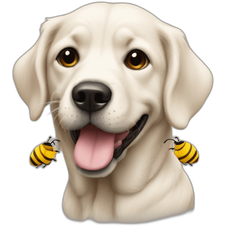 un chien qui marche ur une abeille emoji