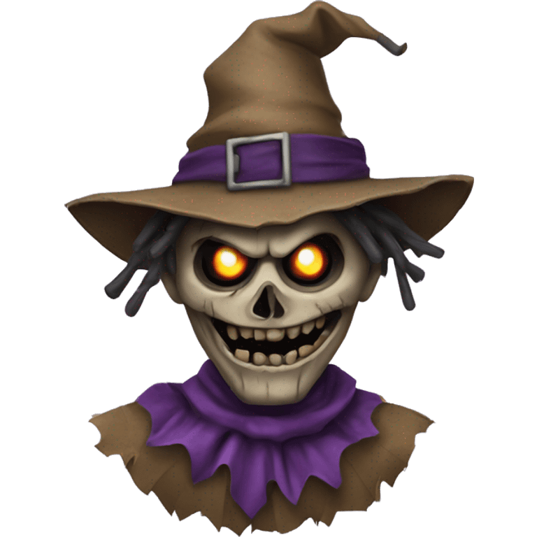 Realistic evil scarecrow with purple eyes  emoji