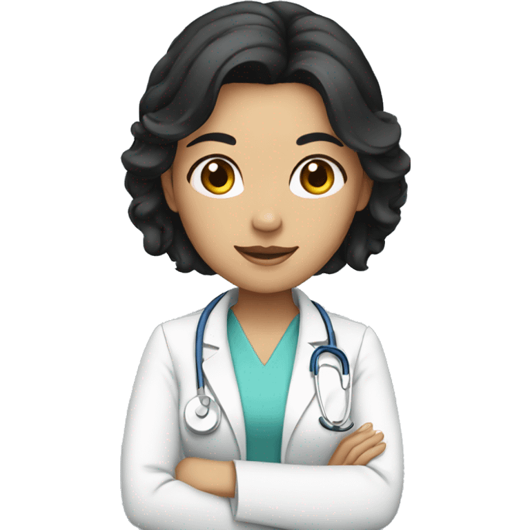 Female doctor with black hair and tiara emoji