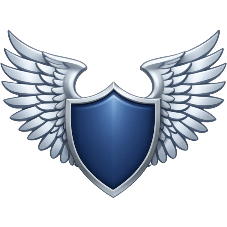 a navy blue shield with large silverwings emoji