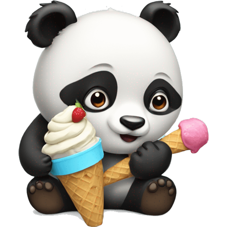 Panda eating ice cream emoji