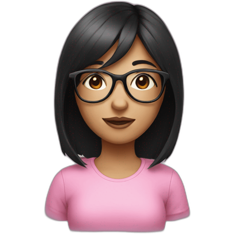 Girl with black hair and pink glasses emoji