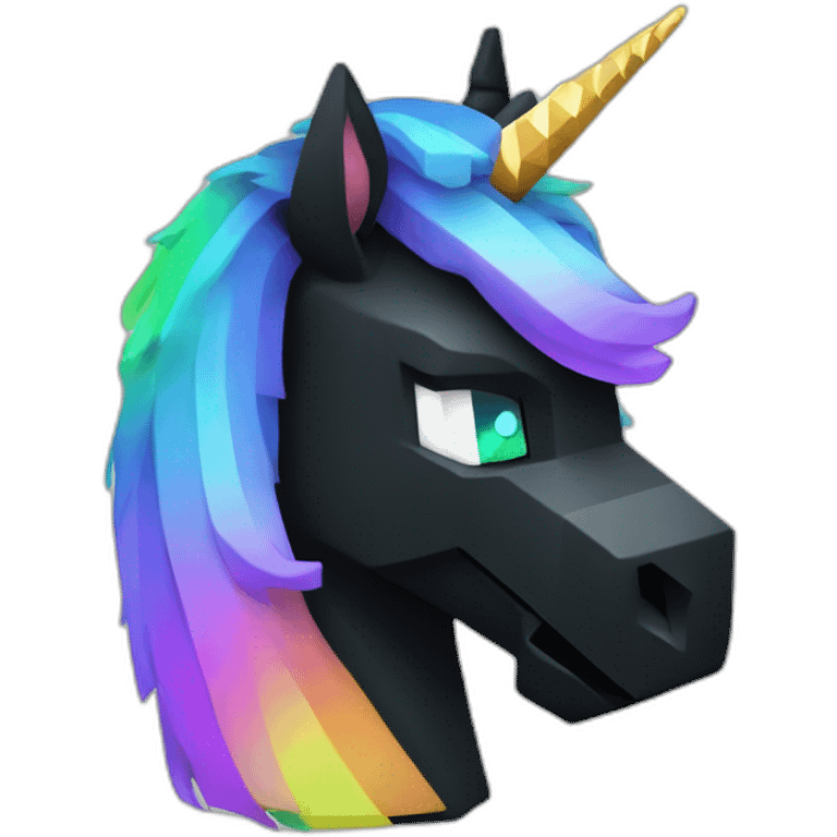 Minecraft Rainbow Black Unicorn Head With Diamond Horn emoji