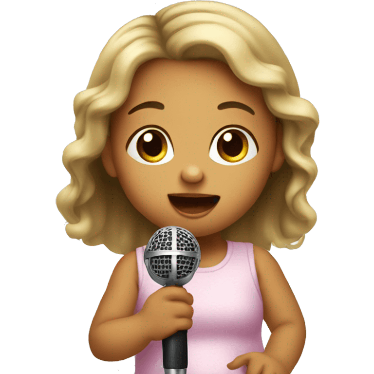 baby girl singing with a mic emoji