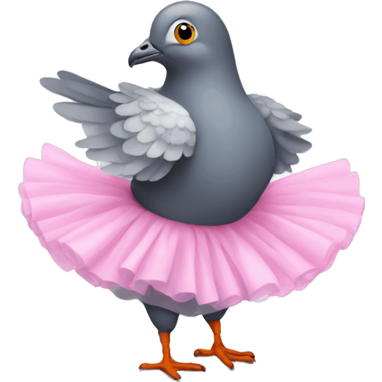 A pigeon wearing a tutu emoji