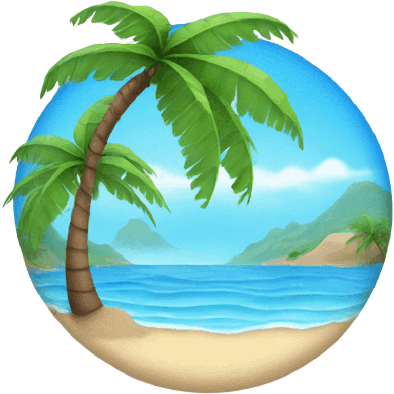 Blue water Beach with palm tree emoji