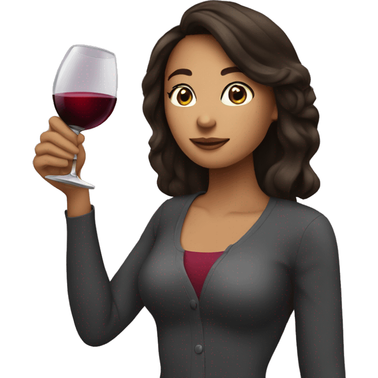 Brunette drinking wine emoji