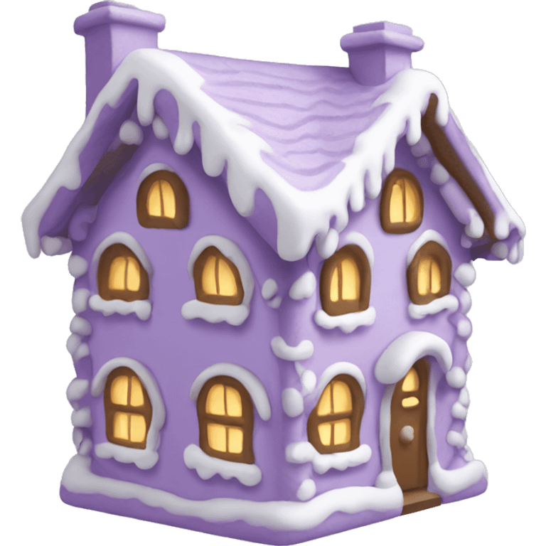 Cosy light purple gingerbread house  emoji