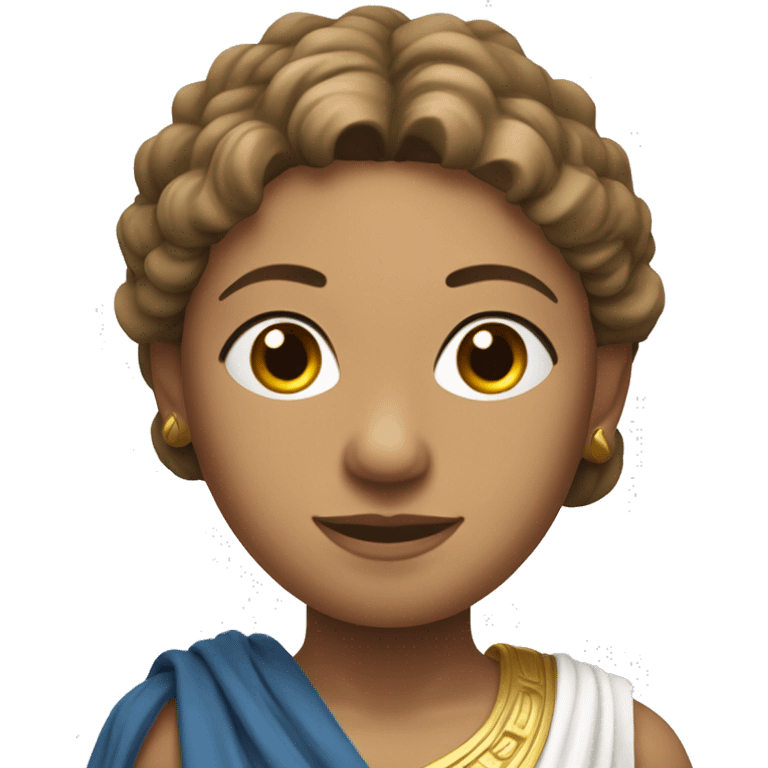 Woman wearing traditional greek toga, draped across body. Chest partially shown. emoji