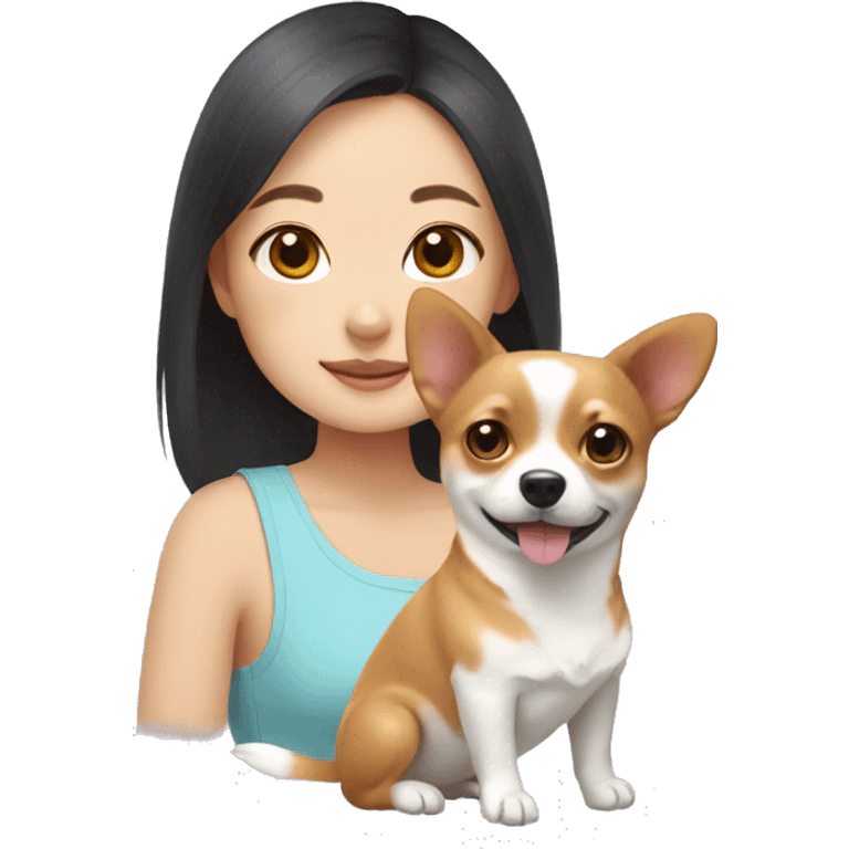 Korean girl with corgi-chihuahua mix  emoji