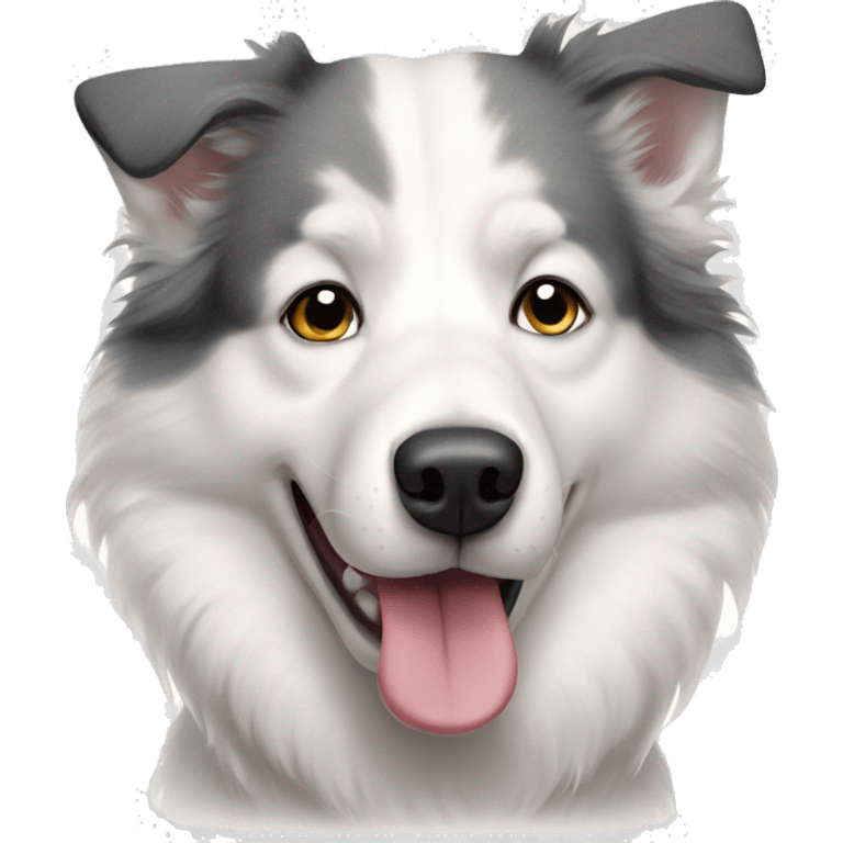 all white husky and Australian shepherd  emoji