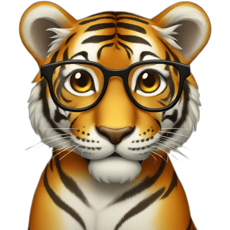 Tiger with glasses  emoji