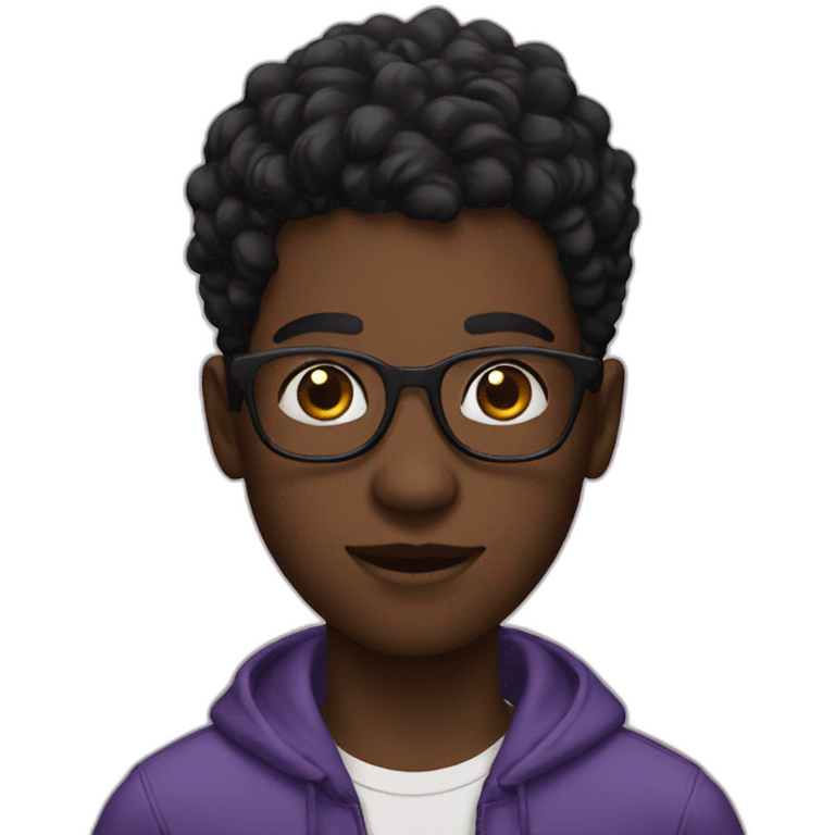 Black boy with low cut and glasses emoji