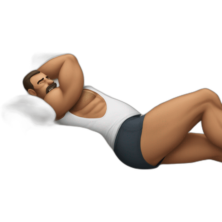 a very muscular dad sleeping on the couch in his boxers emoji