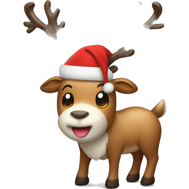 reindeer with santa hat emoji