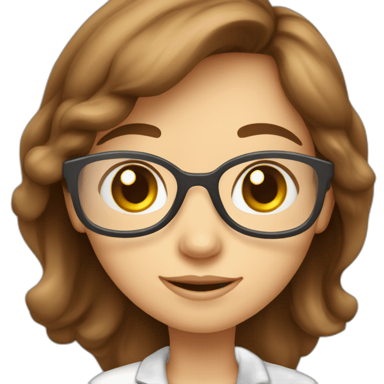 Cute Chemist Lab girl long brown hair chemistry analysis experiment emoji