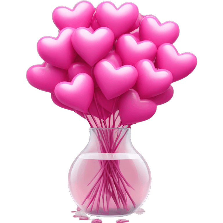 10000000 huge pink hearts on stems in a clear glass vase emoji