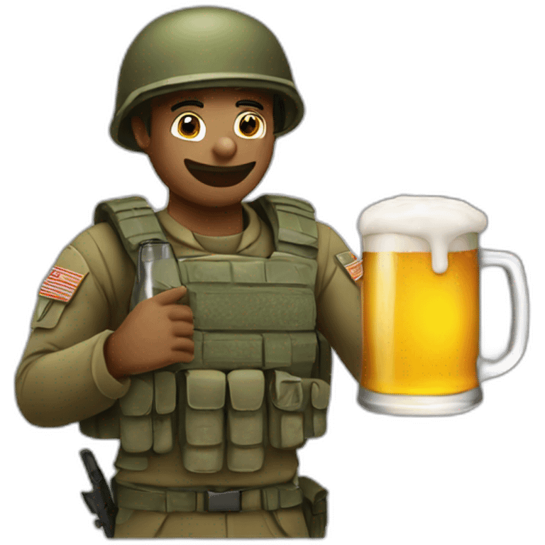 Soldier whit a beer emoji