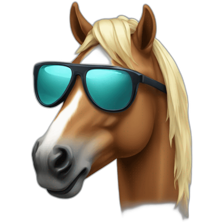 Horse with reflective viper glasses emoji