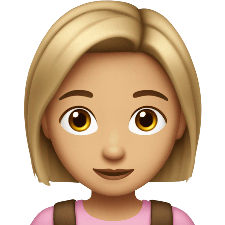 Niña de pelo largo y castaño claro ojos cafés es piel morena clara con pestañas emoji