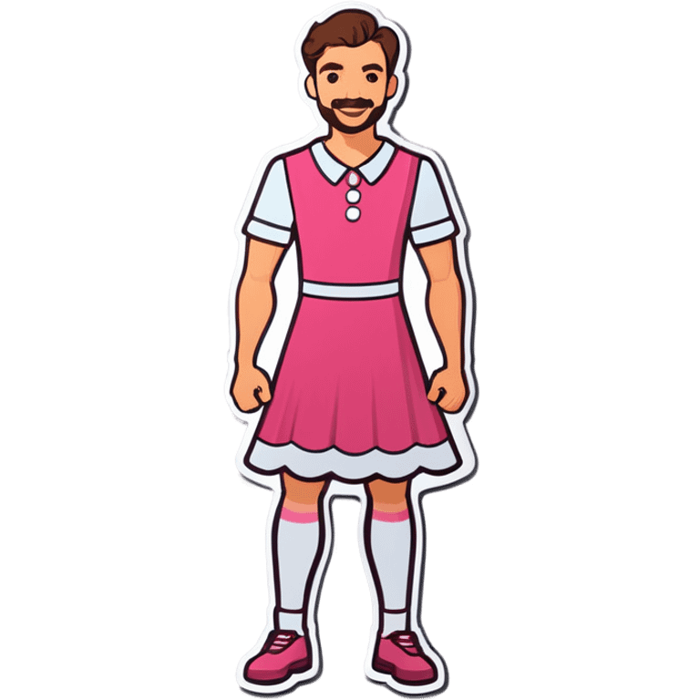 Man wearing a ladies pink dress  emoji