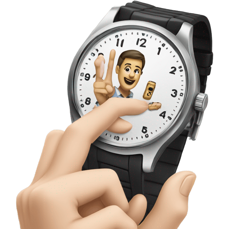  a finger on his watch  emoji