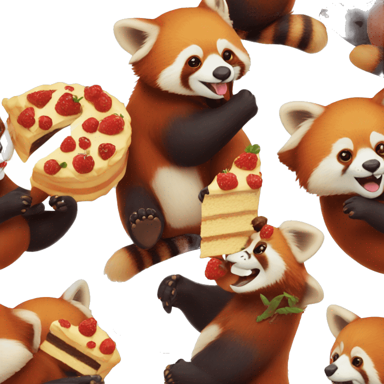 Red panda eating cake emoji