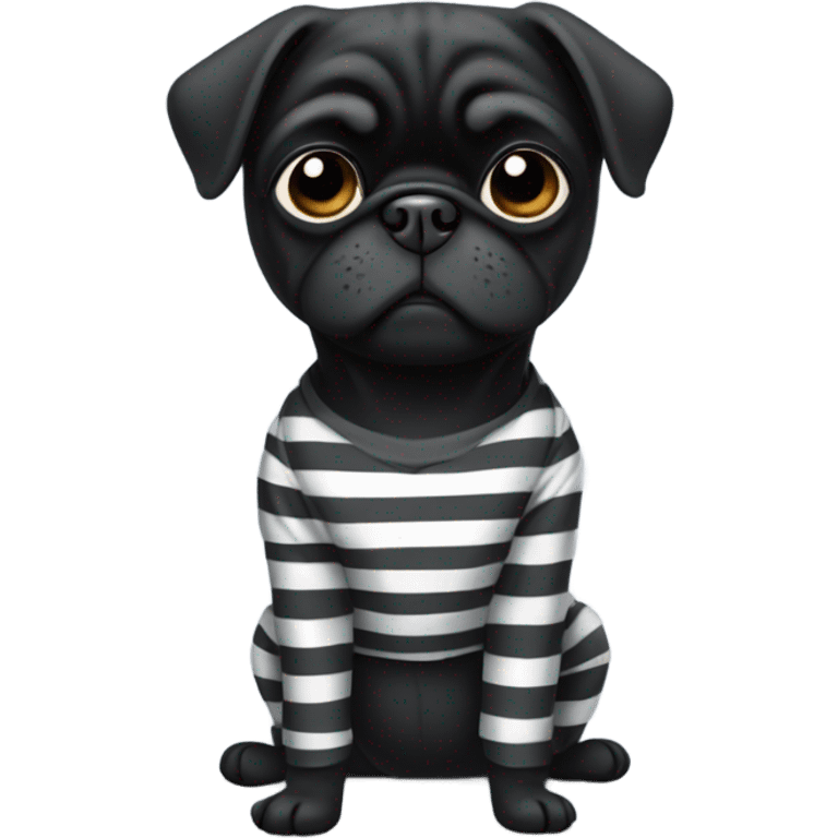 Black pug in prison clothes emoji