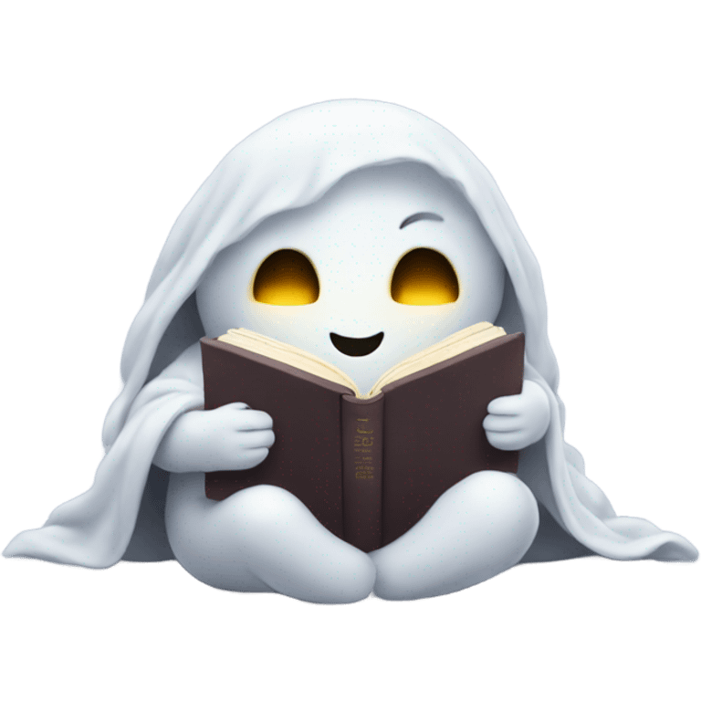 Cute cosy ghost reading emoji