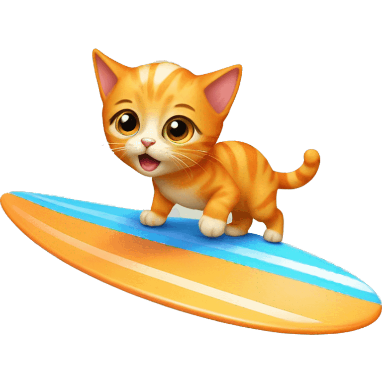 Orange kitten surfing emoji