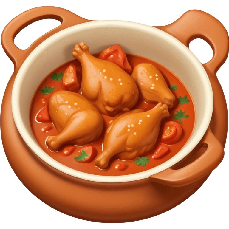 Cinematic Realistic Butter Chicken Dish Emoji, depicted with tender chicken simmered in a creamy tomato‚Äêbased sauce rendered with rich textures and dynamic, appetizing lighting. emoji