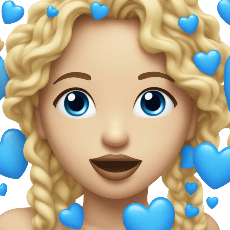 Kissing face with blue hearts emoji