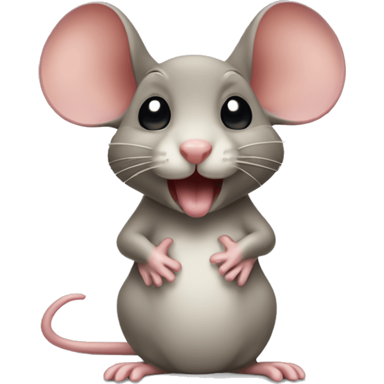 a mouse sweating with its tongue out emoji