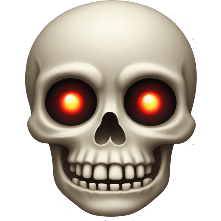 a skull with red glowing eyes with two 🖐️besides it ear region on each side emoji