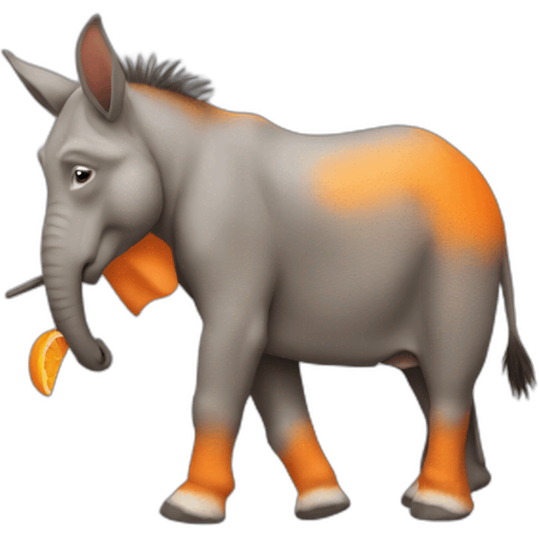 Donkey shushing orange colored elephant emoji