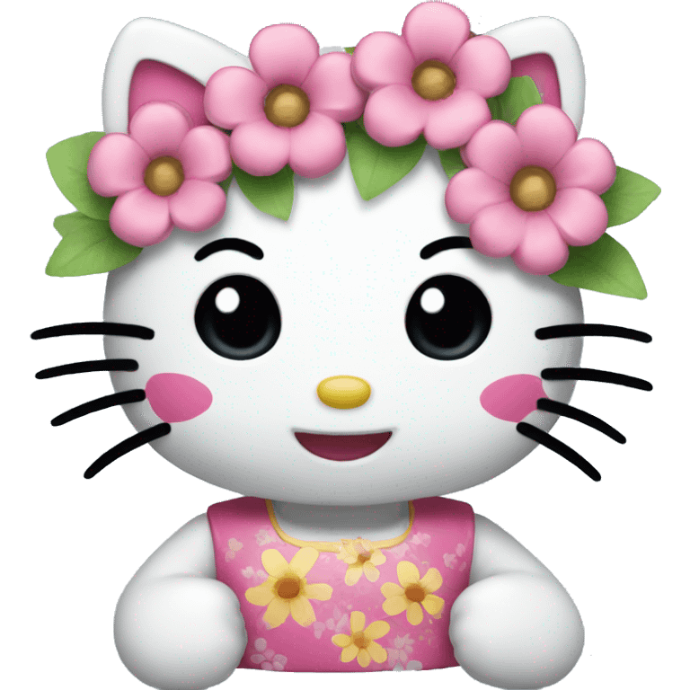 Hello kitty with  flowers  emoji