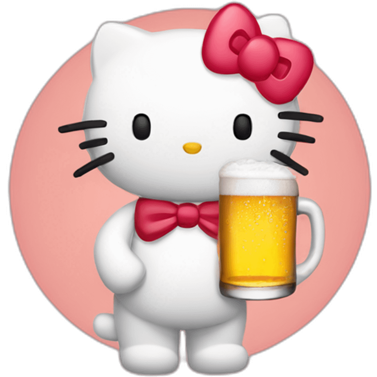 Hello kitty drinking beer emoji