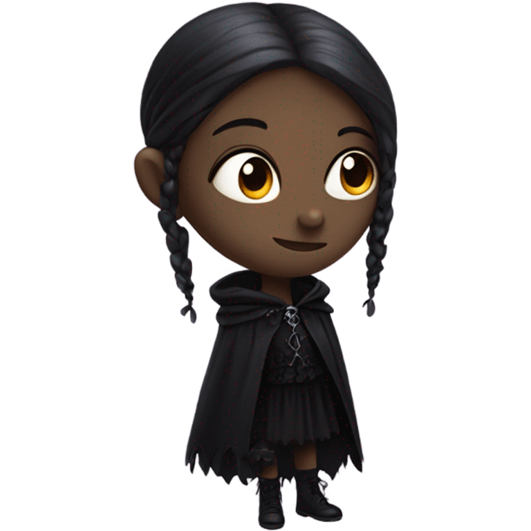 girl in gothic attire with a raven on her shoulder emoji