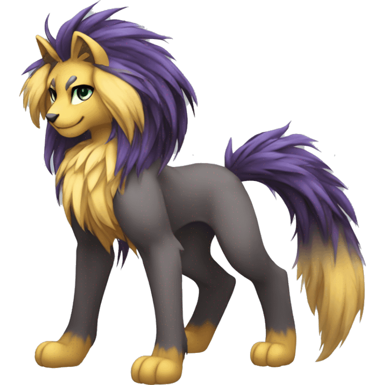 Anthro Sona Cool Edgy Cute Legendary Colorful Shy Shiny Fakemon-Fantasy-Creature With Long Hair-Mane Full Body Detailed High Quality emoji