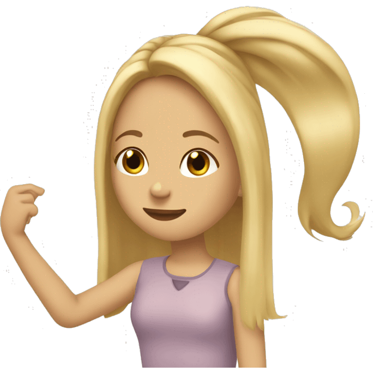 girl with long blonde hair that is tucking her hair behind her ear with her right hand emoji