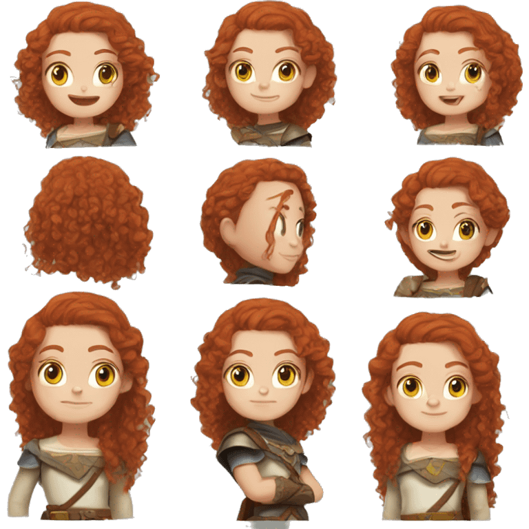 a white girl with long red curly hair and freckles, cosplaying Zelda emoji