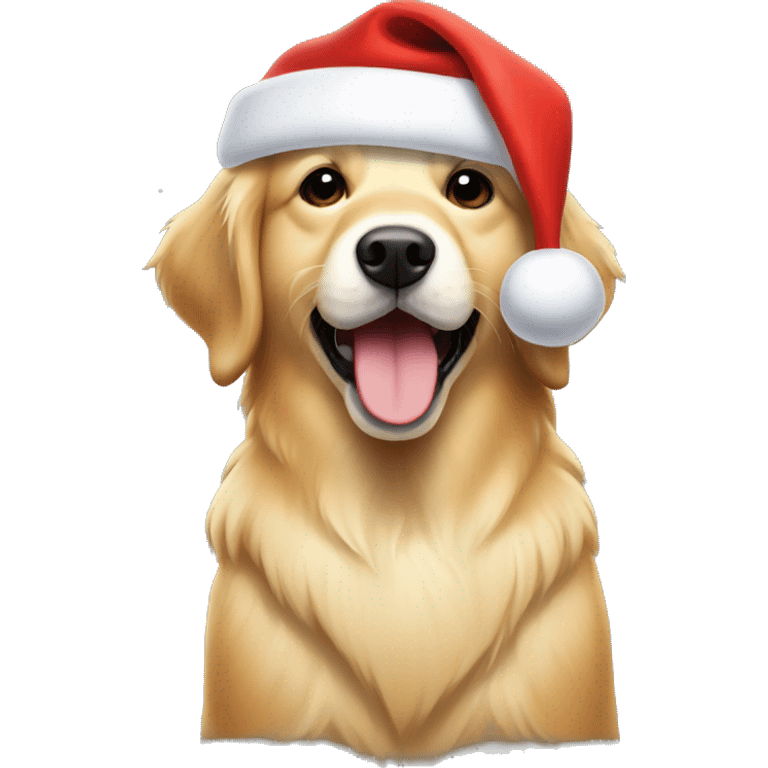 Light golden retriever with santa hat emoji