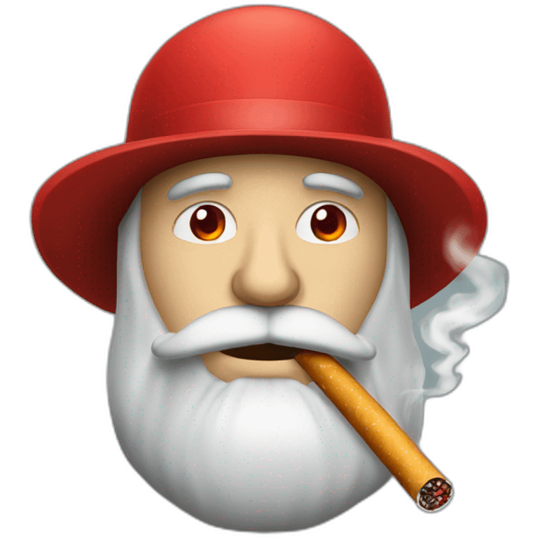 bearded man red eyes smoking cigaret with cap  emoji