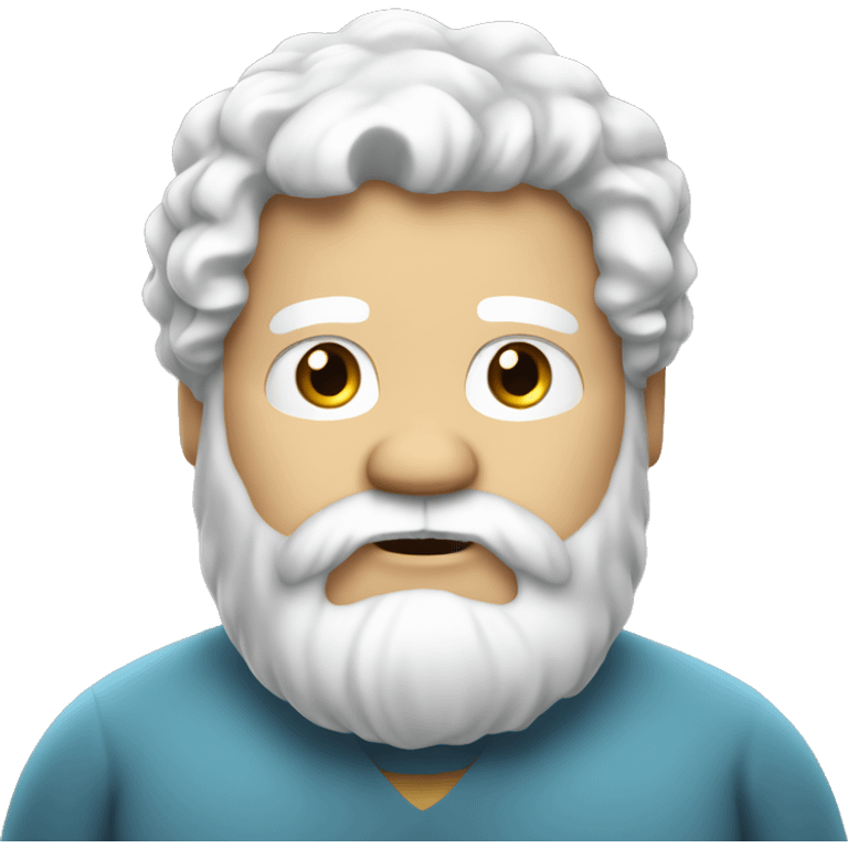 Obese, with white wavy hair and a white beard. emoji