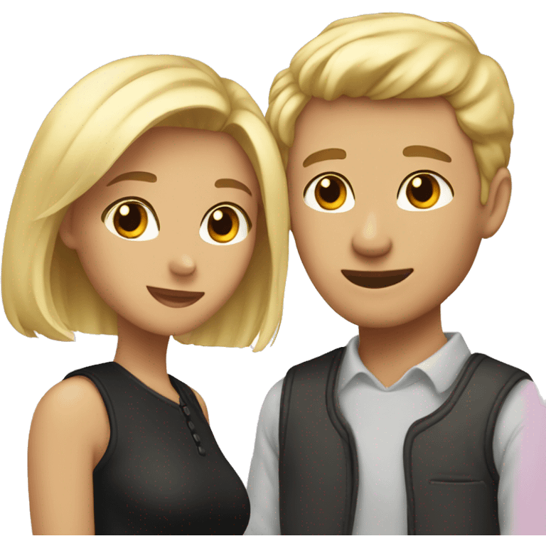 Couple in love, blond girl and a men with short black hair emoji