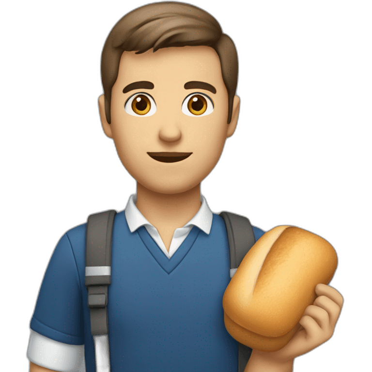 school driving teacher with brown eyes with brown hairs and bread emoji