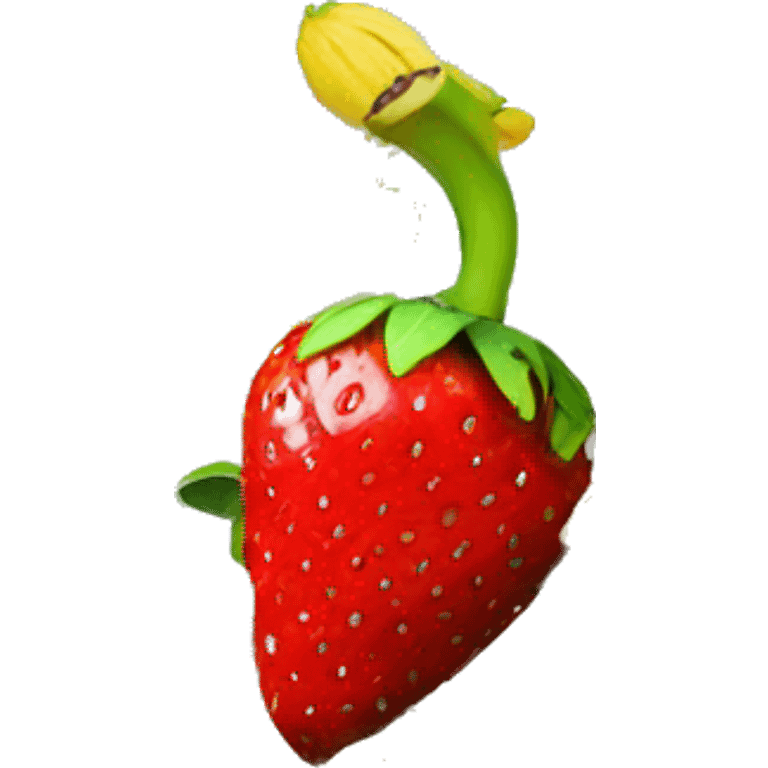 banana eating strawberry emoji