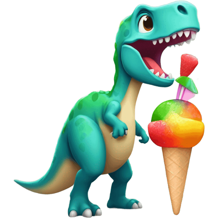 Dinosaur with a popsicle  emoji