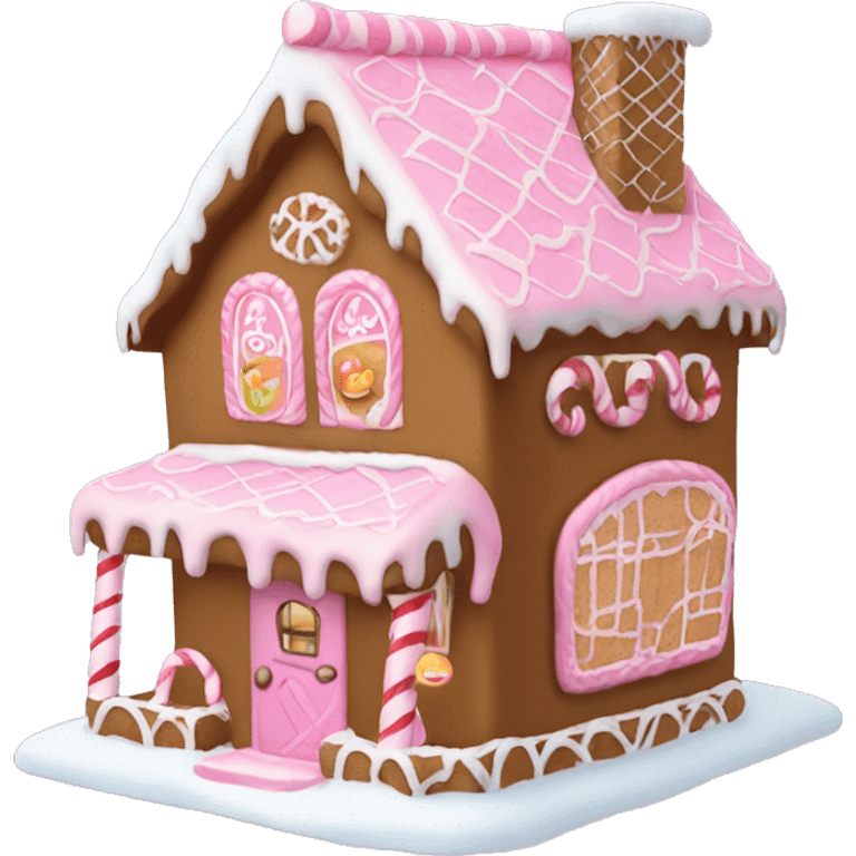 Pink Gingerbread house ￼ emoji